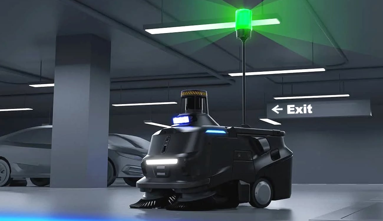 Pudu MT1 Max – robuster Reinigungsroboter für Parkhäuser und Outdoor-Flächen